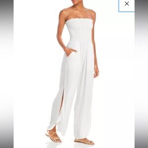 Strapless Jumpsuit with Side Slits
